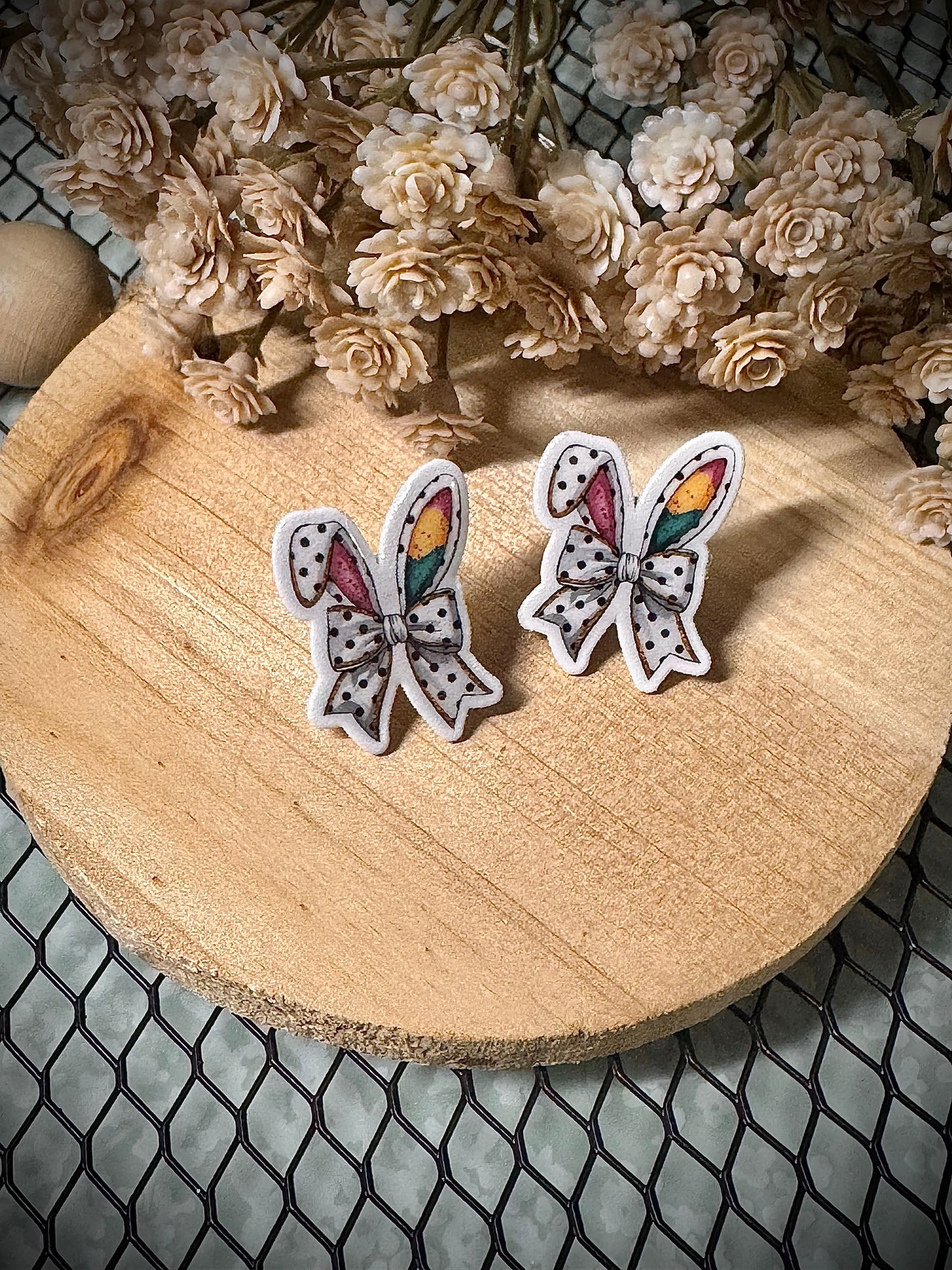 Polka Dot Bunny Ear Shrink Plastic & Resin Studs
