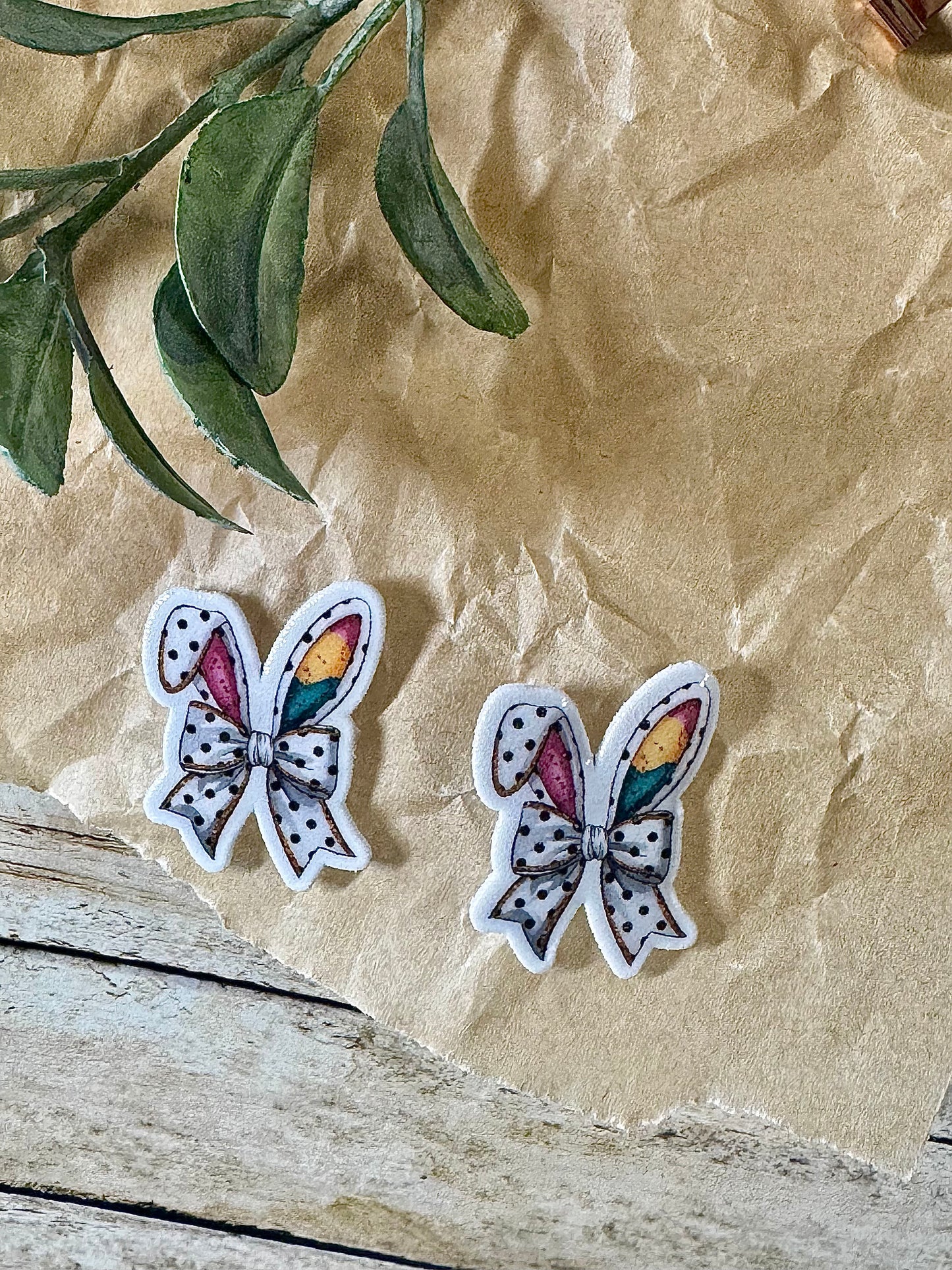 Polka Dot Bunny Ear Shrink Plastic & Resin Studs